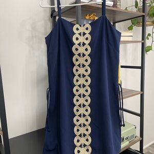 Lily Pulitzer Blue dress with Gold Detail - like new - Size 8